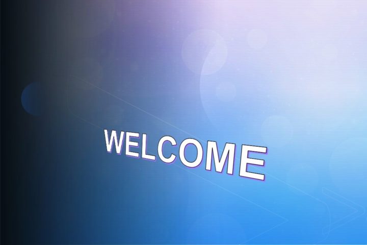 welcome with blue background