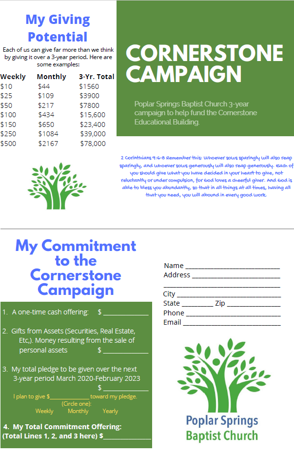 Cornerstone Building Pledge Card